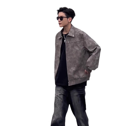 Cropped Leather Coat American Pu Shuai High Sense Men